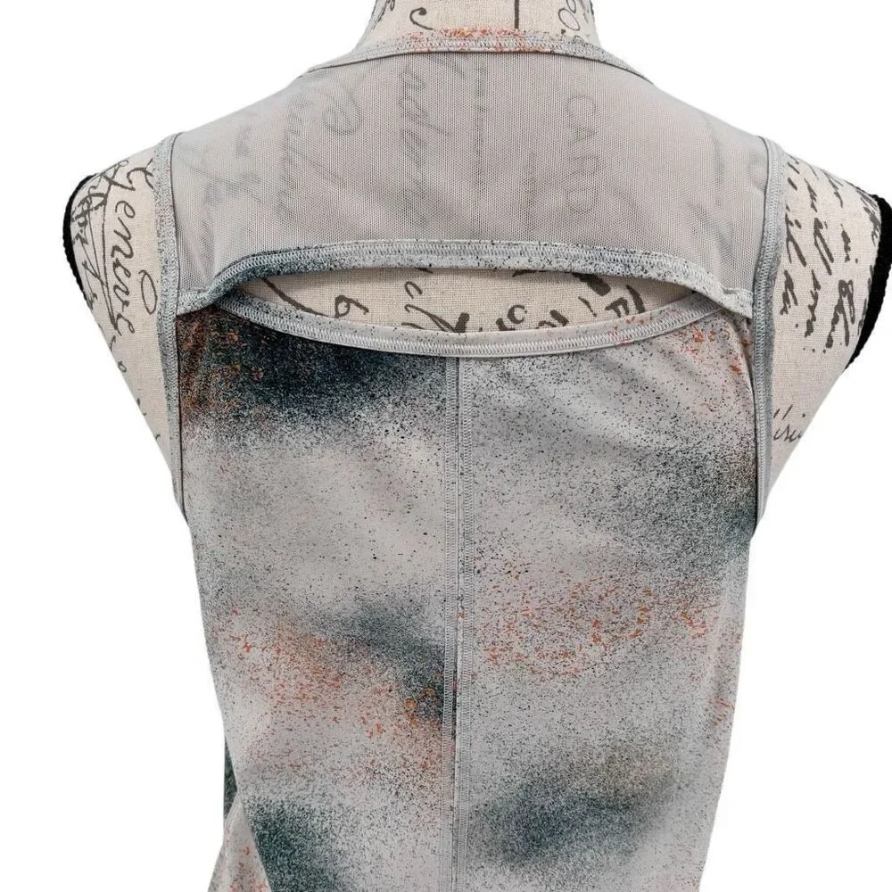 Lululemon‎ High Neck Running/Training Tank Spray Camo Silver Blue Multi